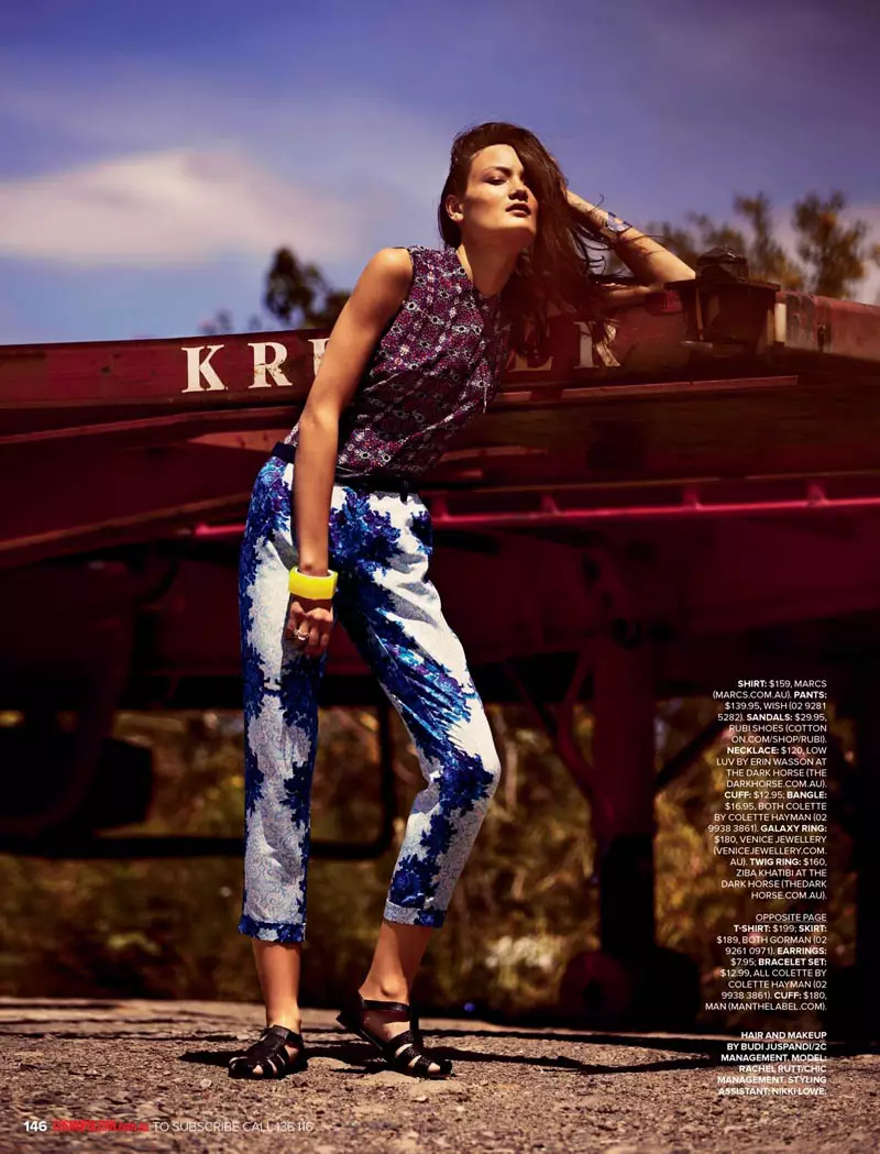 Rachel Rutt Plays With Prints for Cosmopolitan Australia od Stevena Chee