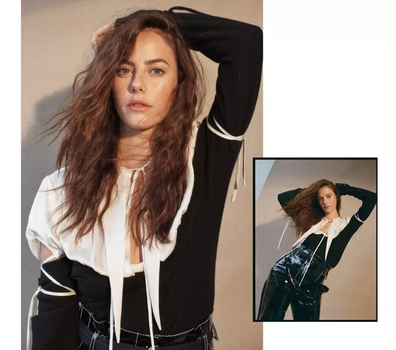 Kaya Scodelario pozează în J.W. Top Anderson și pantaloni 3.1 Phillip Lim