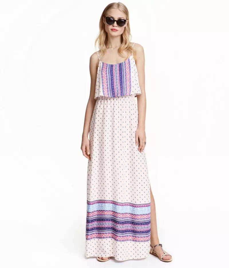 Vestido maxi com estampa dividida H&M