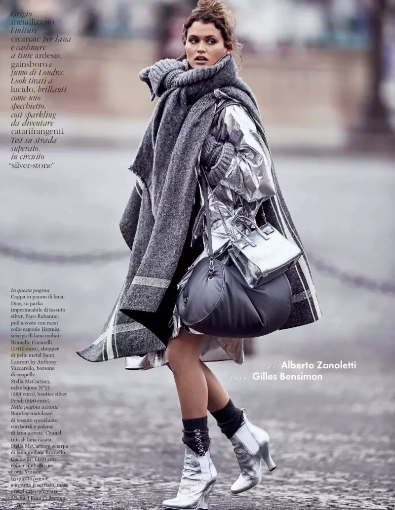 Chloe Lecareux Layers Up ing Fashions Grey kanggo ELLE Italia