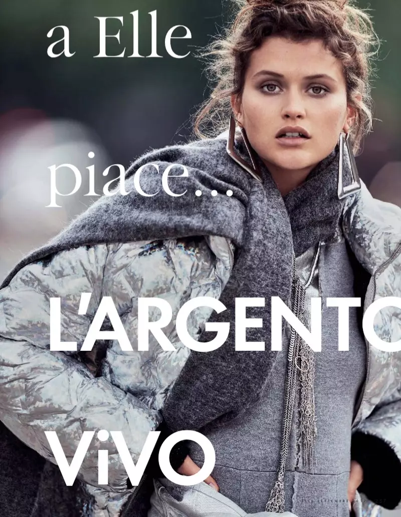 Chloe Lecareux Layers Up in Gray Fashions for ELLE Italy