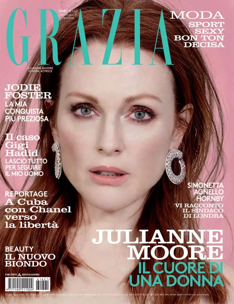 Julianne Moore on Grazia Italy, մայիսի 18, 2016 Շապիկ