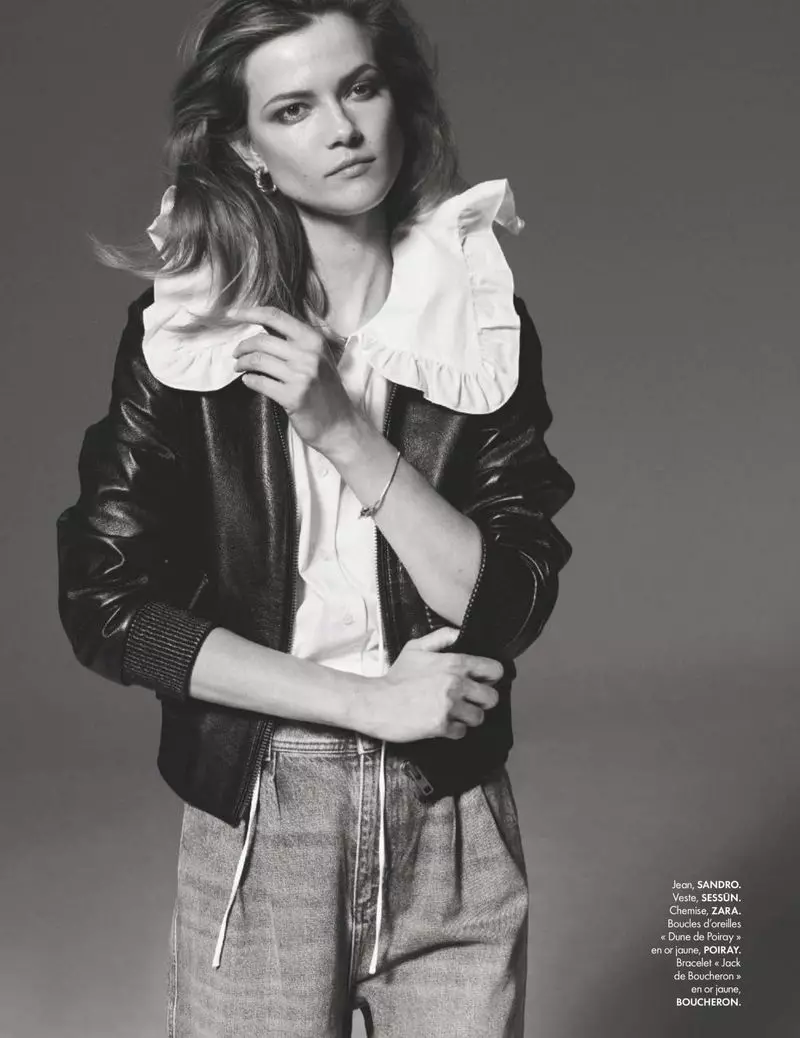 Kasia Struss Sports Casual Denim Look for ELLE France