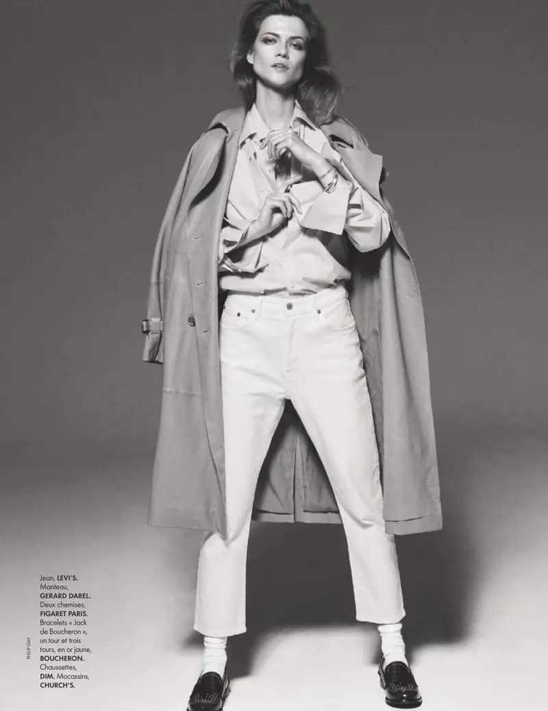 Kasia Struss Sports Casual Denim Looks for ELLE France