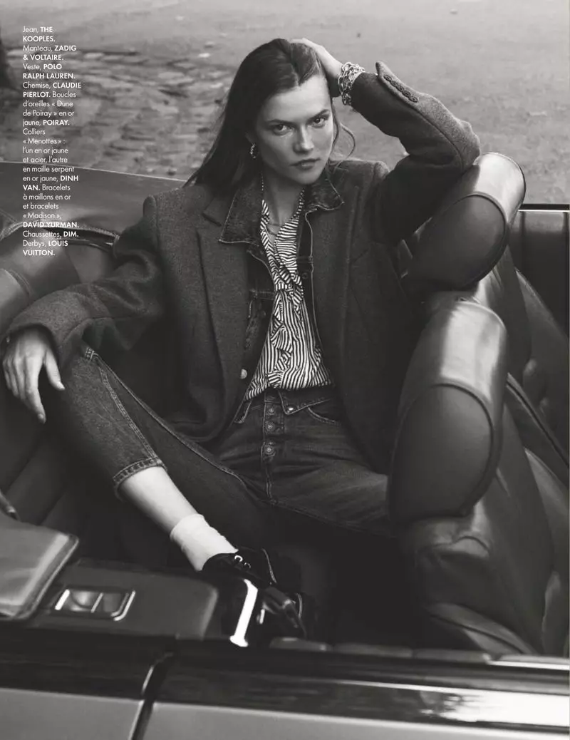 Kasia Struss Sports Casual Denim Look for ELLE France