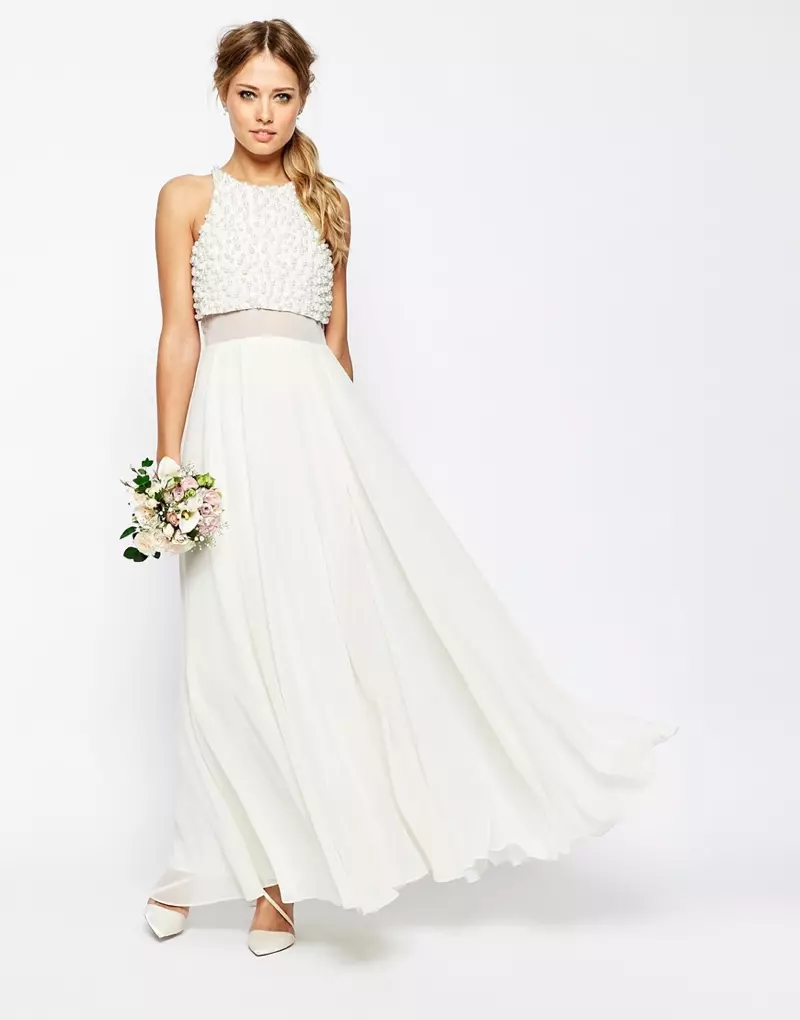 ASOS Bridal Pearl Crop Top Wedding Dress