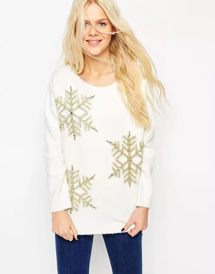 ASOS - Maglione natalizio con fiocchi di neve e oro