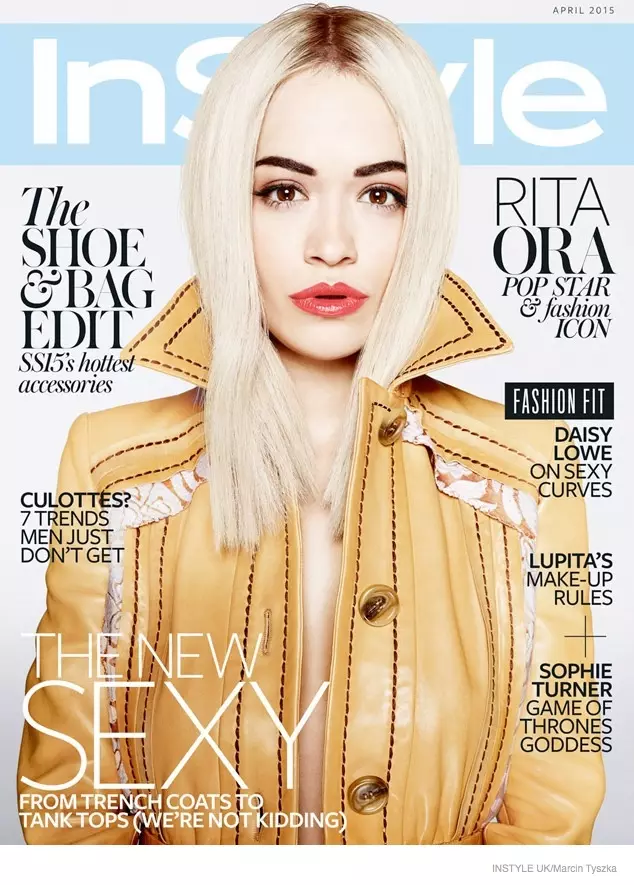 Cântăreața Rita Ora se bucură de coperta din aprilie 2015 de la InStyle UK.