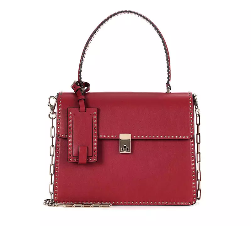 Valentino Rockstud կաշվե տոպրակ կարմիր գույնով $2,995