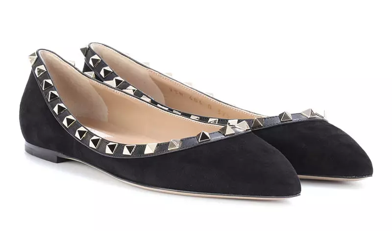 Valentino Rockstud Suede Ballerina Flats $ 745