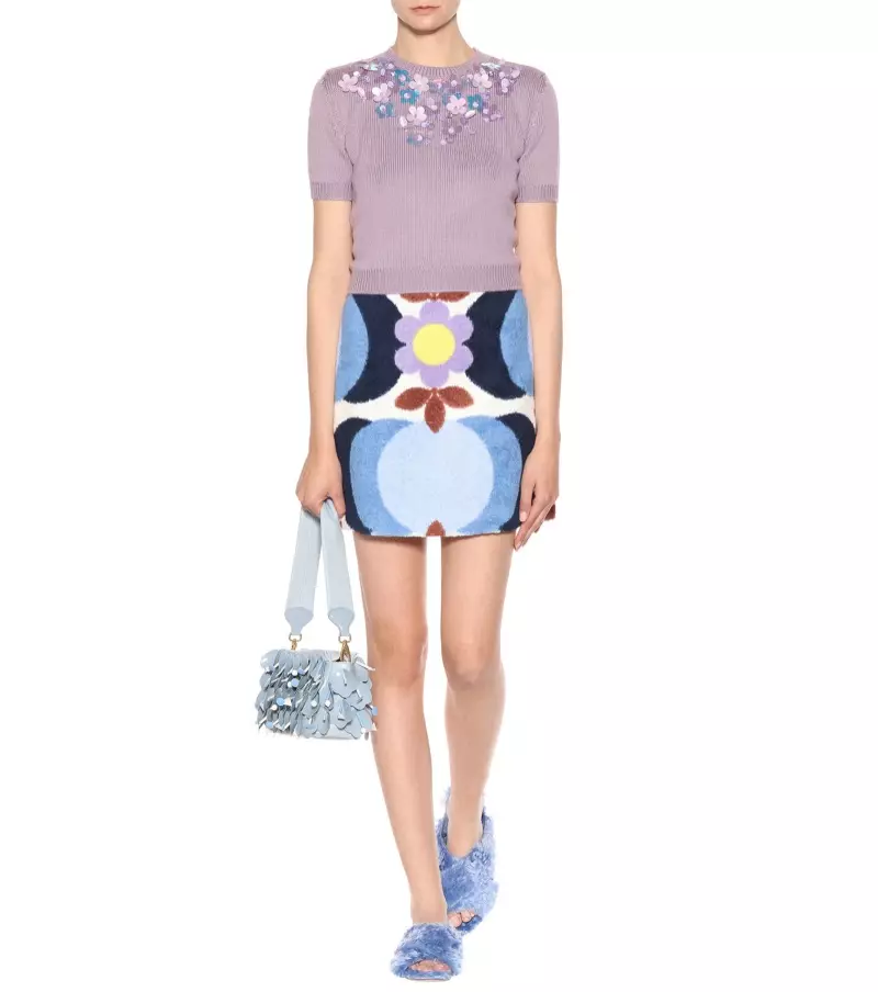 Miu Miu Yosindikizidwa Cotton-Terry Skirt $890