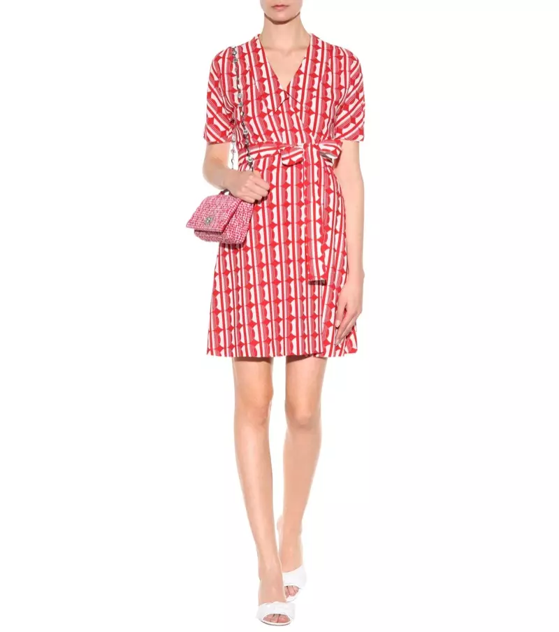 Miu Miu Printed Crepe Wrap Dress $ 2,150