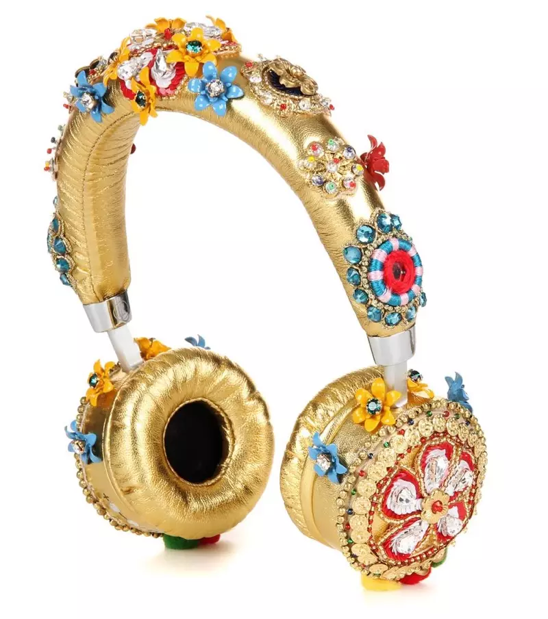 Dolce & Gabbana utsmykkede hodetelefoner i metallisk skinn