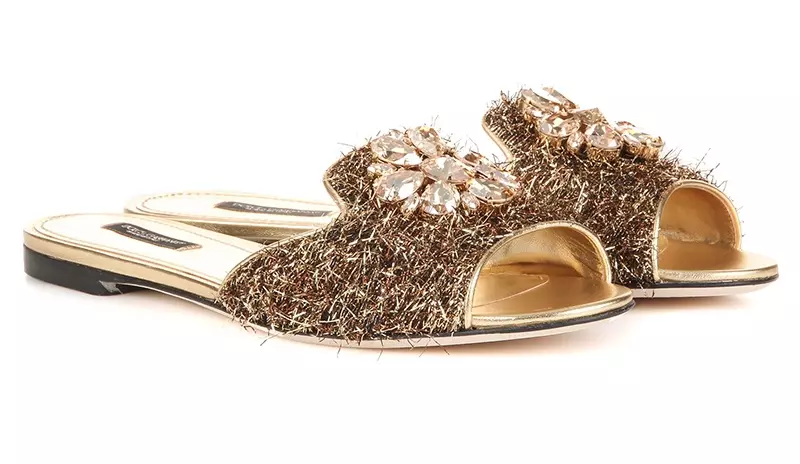 Slippers za Metallic zilizopambwa kwa Dolce & Gabbana