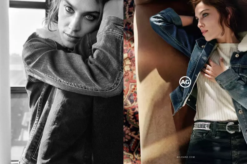 Alexa Chung draacht denimstilen yn 'e hjerstkampanje fan 2016 fan AG Jeans