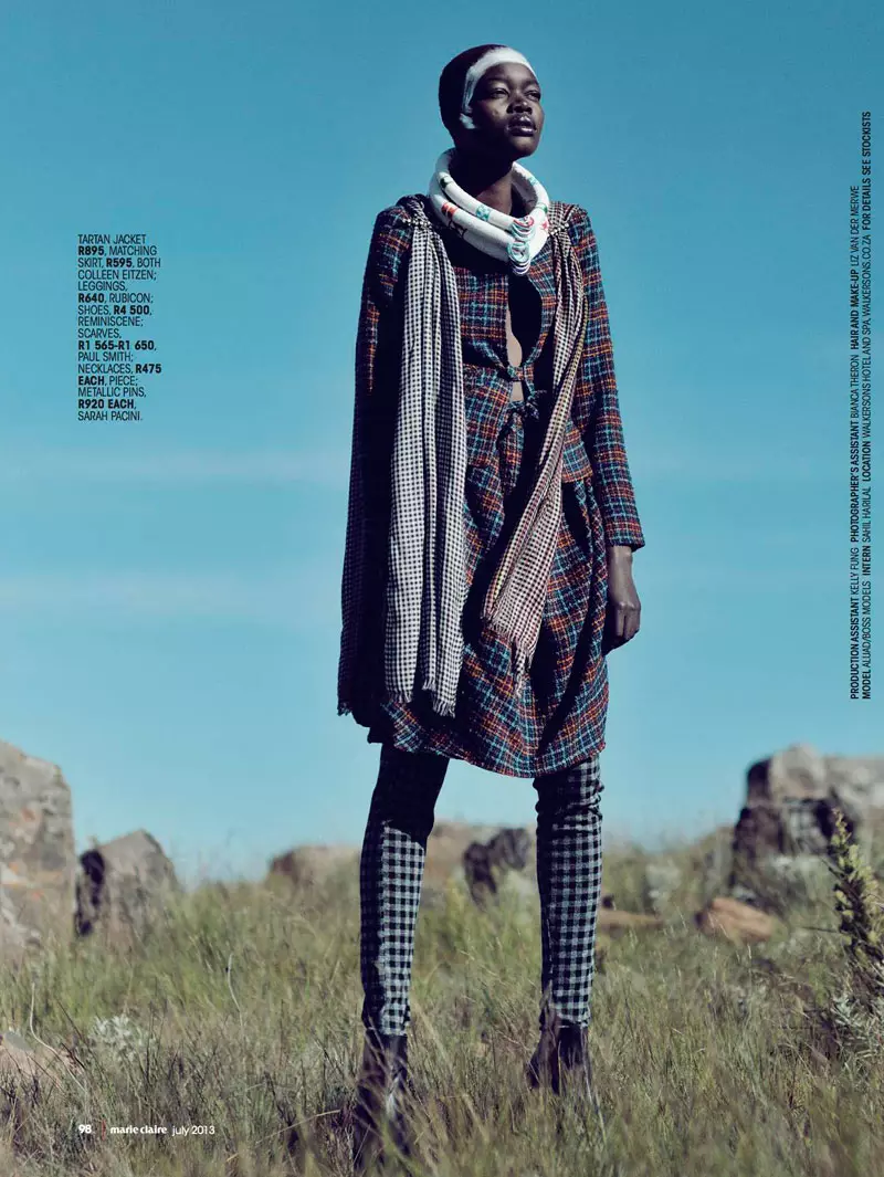 Aluad Deng Anei Sport Tartans și carouri pentru Marie Claire Africa de Sud