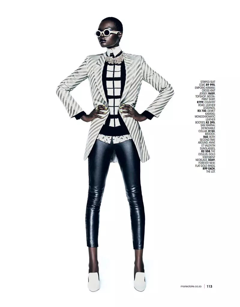 Aluad Deng Anei Suits Up for Marie Claire South Africa's April Issue