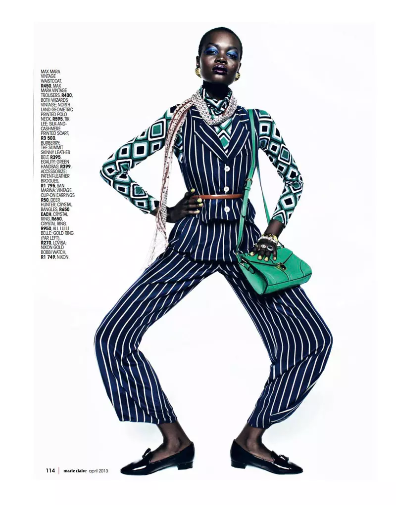 Aluad Deng Anei Suits Up for Marie Claire South Africa's April Issue