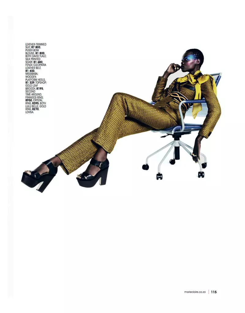 Aluad Deng Anei Suits Up for Marie Claire South Africa's April Issue