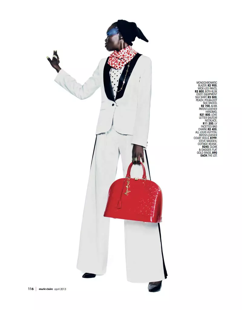 Aluad Deng Anei Suits Up for Marie Claire South Africa's April Issue