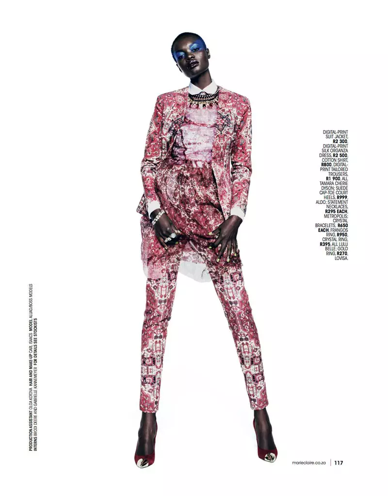 Aluad Deng Anei Suits Up for Marie Claire South Africa's April Issue