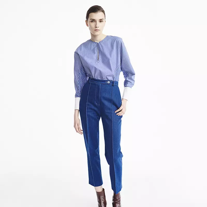 Sandro Fall 2016: malaya amizeremizere ndi mathalauza odulidwa a denim