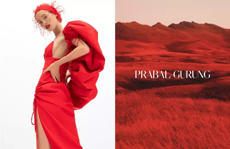 Laura Sorensen si veste di rosso per la campagna Prabal Gurung primavera-estate 2020