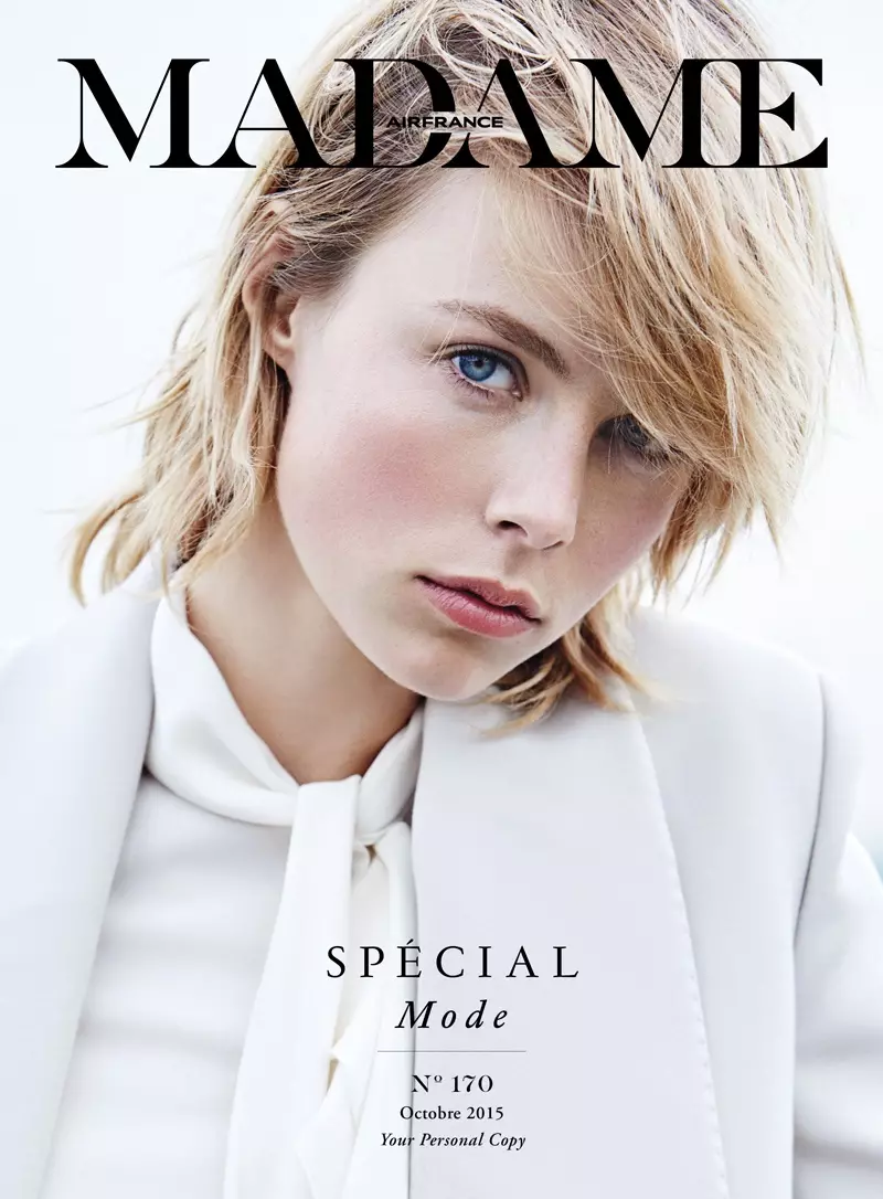 Edie Campbell a la portada d'Air France Madame d'octubre de 2015