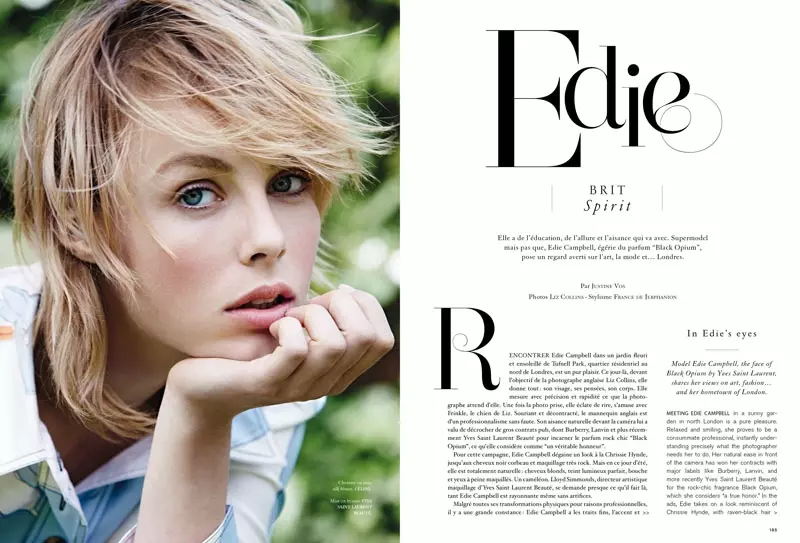 Edie Campbell ĉefrolas en la oktobra numero de Air France Madame