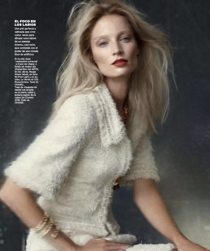 Mae Melissa Tammerijn yn swyno yn Chanel Beauty yn Edrych am Harper's Bazaar yn Sbaen