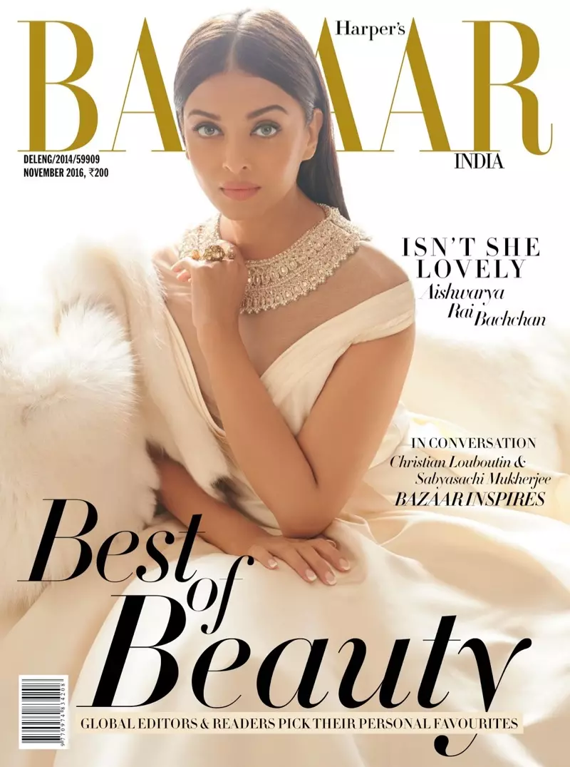 Айшварія Рай Баччан на обкладинці Harper's Bazaar India, листопад 2016 року