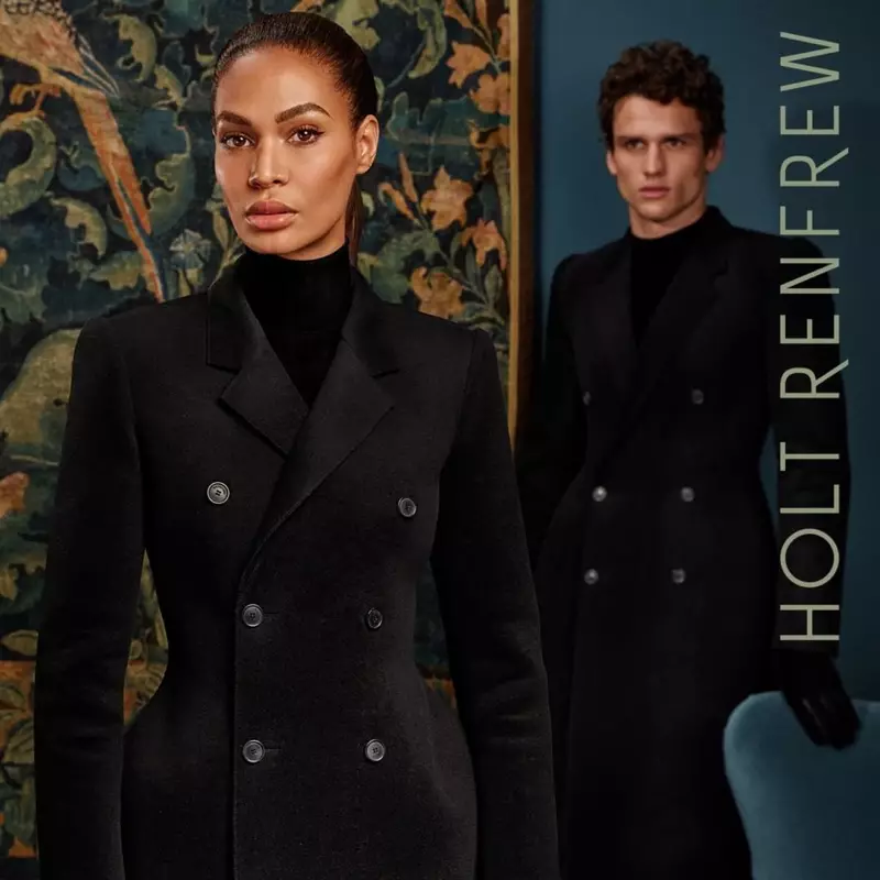 Joan Smalls dan Simon Nessman di hadapan kempen musim luruh-musim sejuk 2018 Holt Renfrew