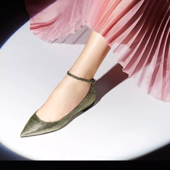 Jimmy Choo Կաղ Փայլեր Կոճ-Strap Flats