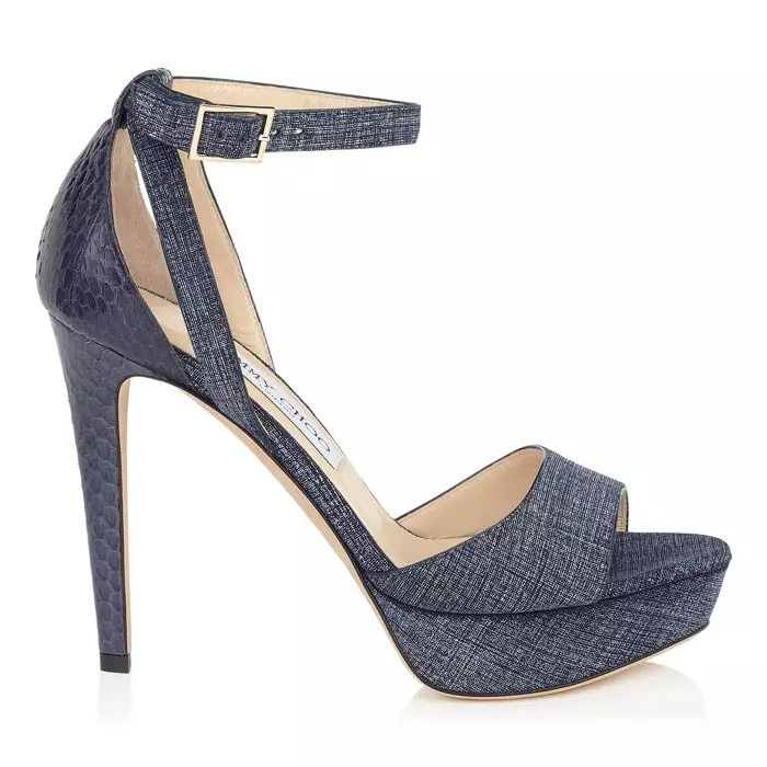 Jimmy Choo Kayden джинсы және былғары платформалы сандалдар