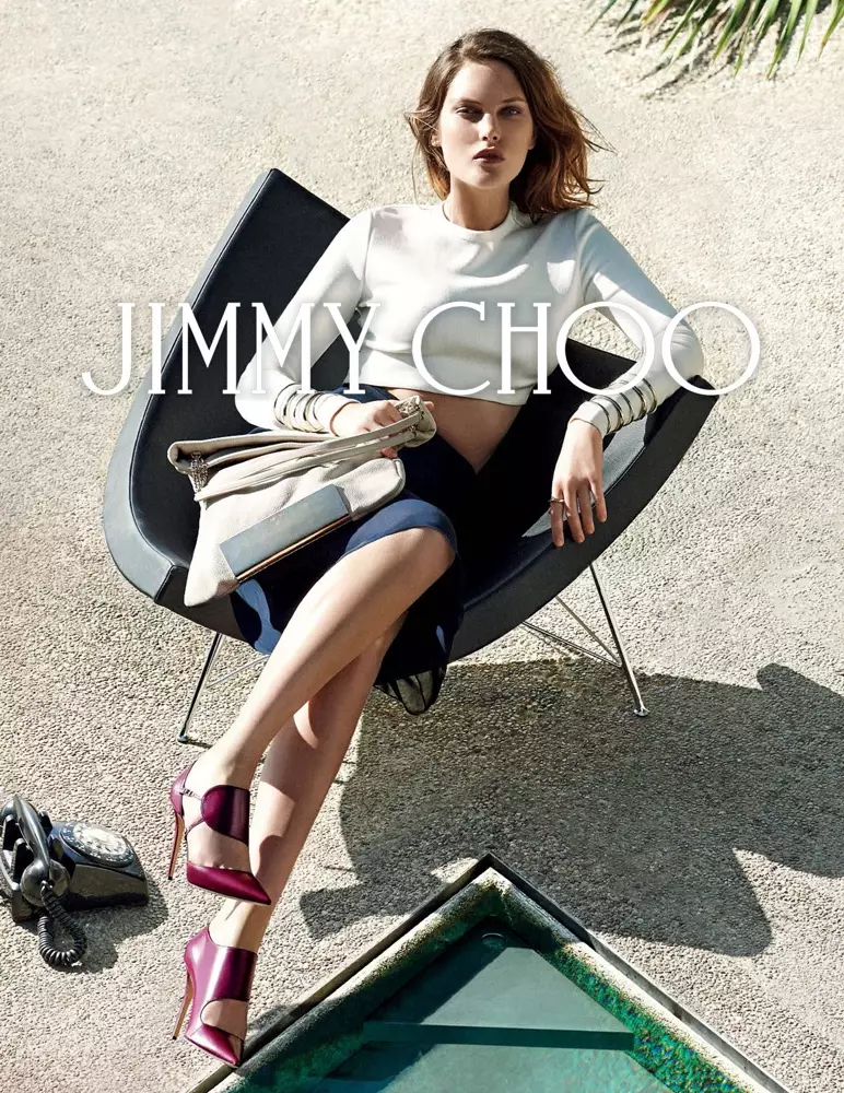 Catherine McNeil aliigiza katika kampeni ya Jimmy Choo msimu wa vuli wa 2014