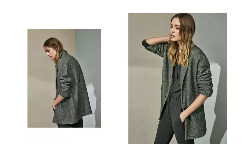 Un cappotto e una tuta della collezione primavera 2016 di Massimo Dutti