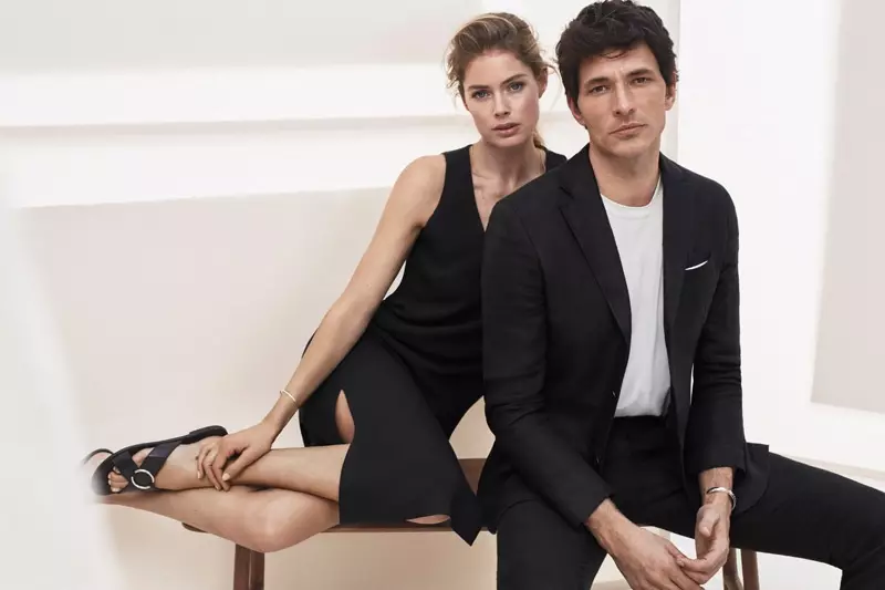 El binomio de modelos en looks negros de la colección New York de Massimo Dutti