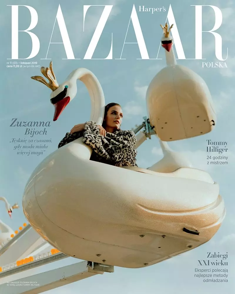 Zuzanna Bijoch sjocht der stijlvol út op 'e beurs foar Harper's Bazaar Poalen