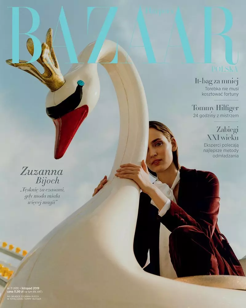 Zuzanna Bijoch ser snygg ut på mässan för Harper's Bazaar Polen