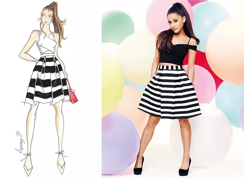 Crop top Ariana Grande x Lipsy Bardot i prugasta maturalna suknja