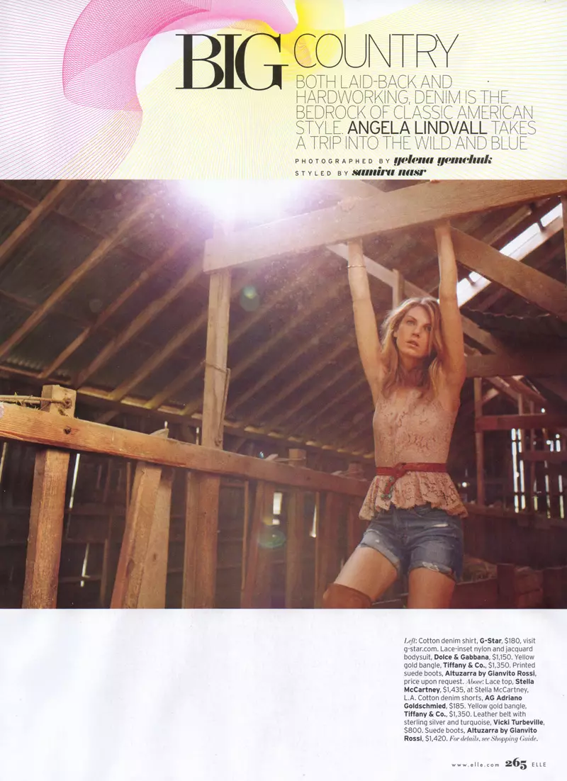 Angela Lindvall by Yelena Yemchuk in Big Country | Elle US May 2010