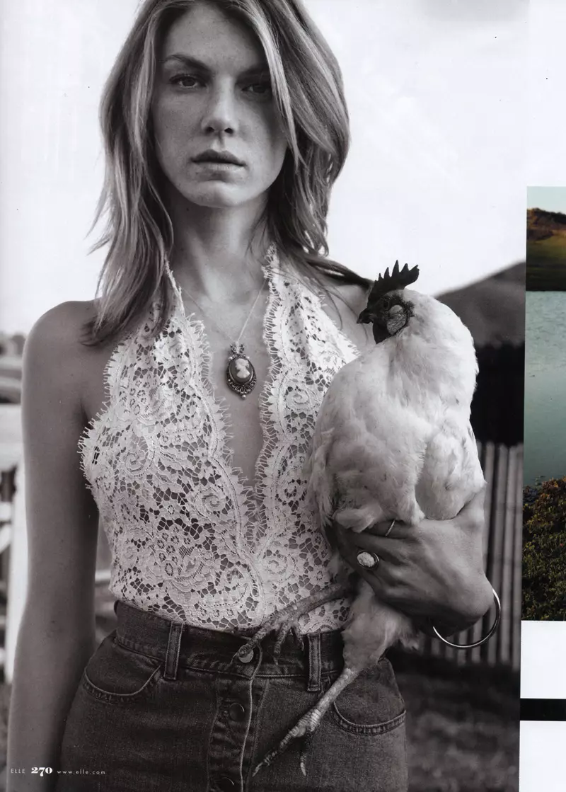 Angela Lindvall eftir Yelena Yemchuk í Big Country | Elle í Bandaríkjunum maí 2010