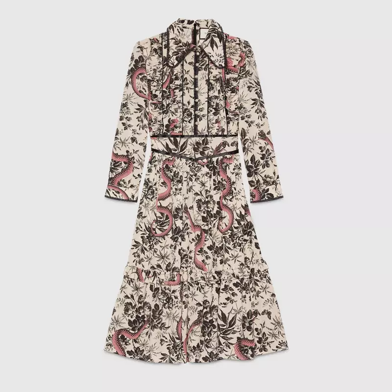 Gucci Herbarium Snake Silk Dress