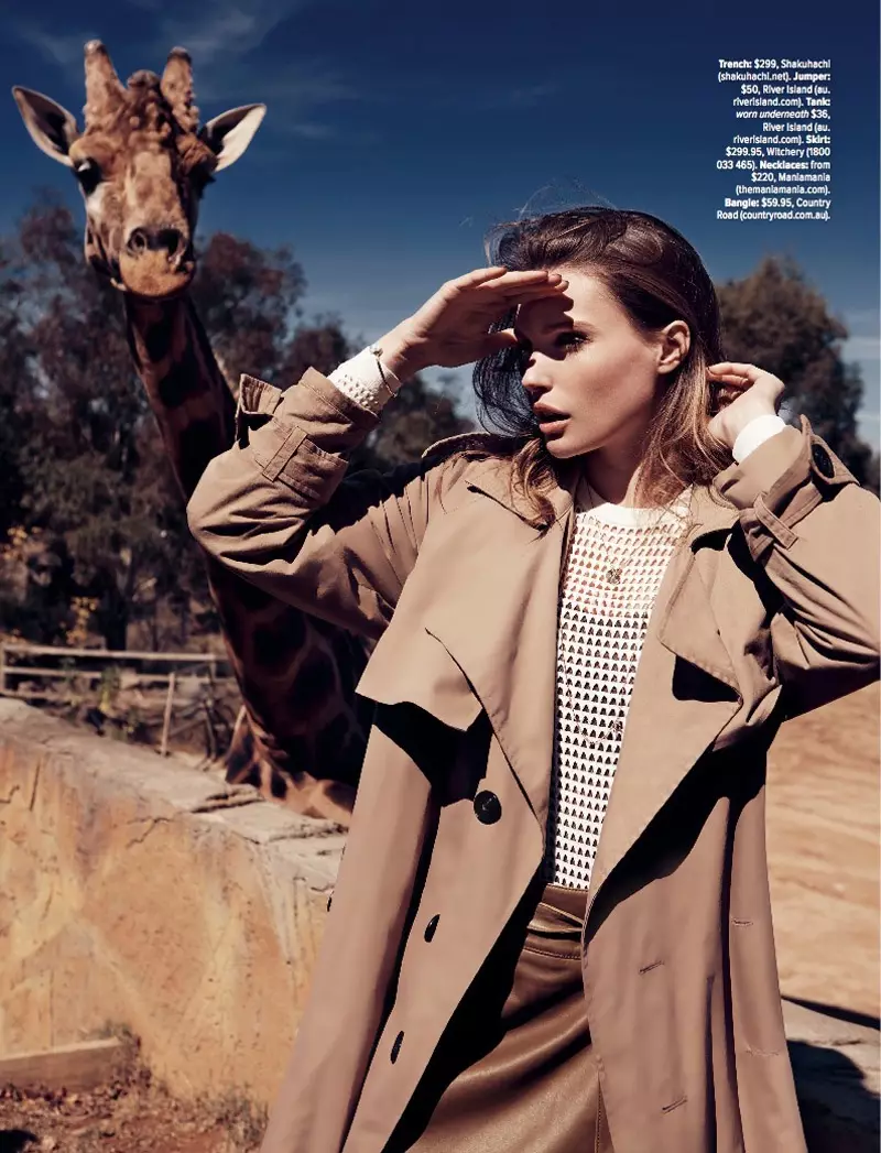 Elena vai nun safari de estilo para a Cosmopolitan Australia