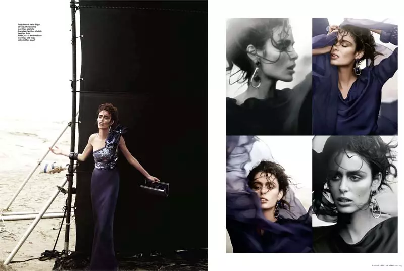 Nicole Trunfio oo ku sugan Giorgio Armani oo loogu talagalay Harper's Bazaar Singapore Abriil 2011