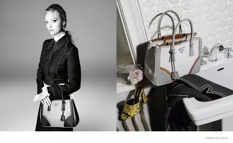 Vidu Ĉiuj Fotoj De la Printempaj 2015 Reklamoj de Prada kun Gemma Ward + Pli