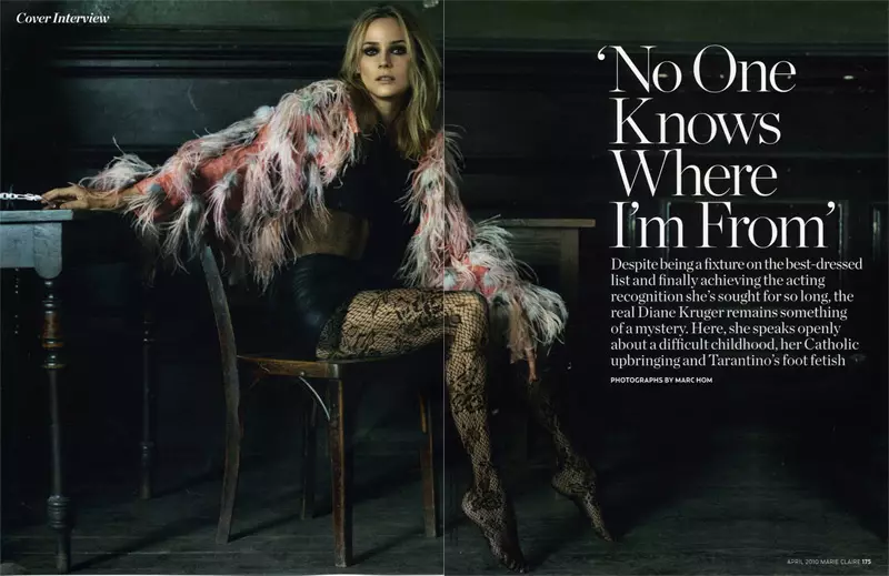 Diane Kruger pa Marc Hom | Marie Claire UK Avril 2010