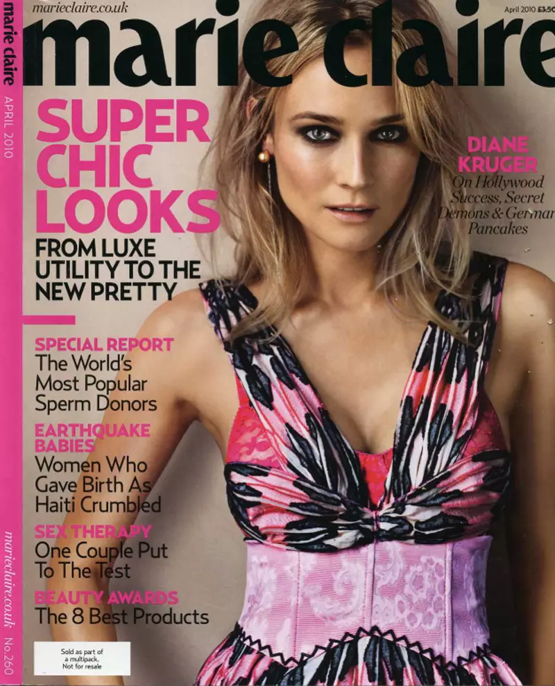 Diane Kruger โดย Marc Hom | Marie Claire UK เมษายน 2010