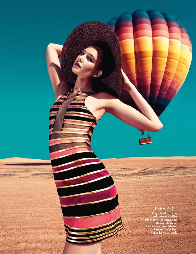 Sarah Pauley con Mongolfiera per Vogue India di Mazen Abusrour