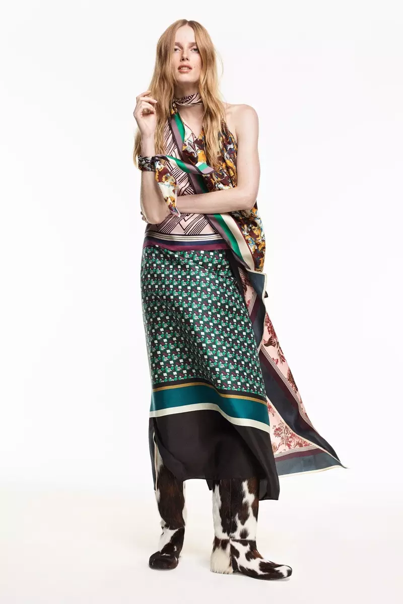 Zara Limited Edition Printed Silk Top and Pareo Rok.